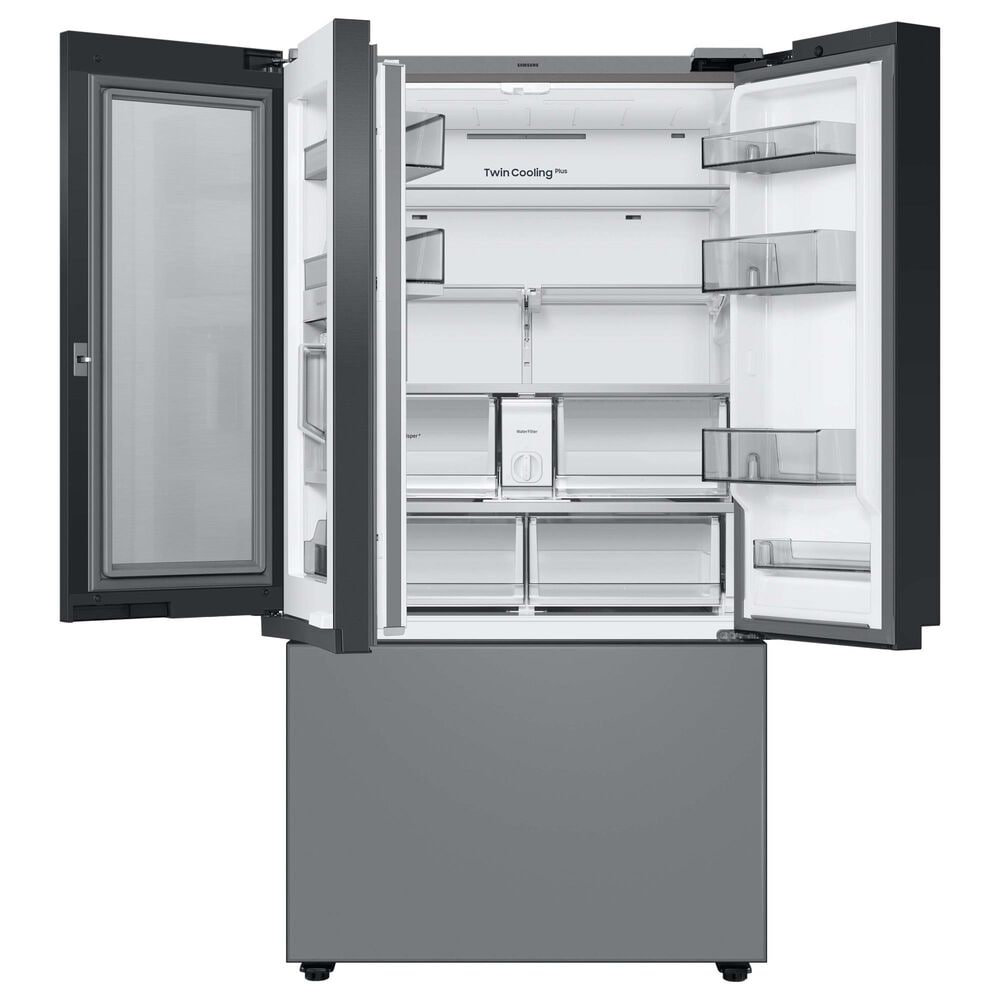 Samsung Bespoke Bespoke 24 Cu. Ft. French Door Refrigerator with Beverage Center - White Glass Top Panels and Grey Glass Bottom Door Panel Included, , large