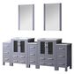Lexora Home Volez 84" Double Bathroom Vanity in Dark Grey with White Ceramic Top, Rectangular Sinks and 22" Mirror, , large