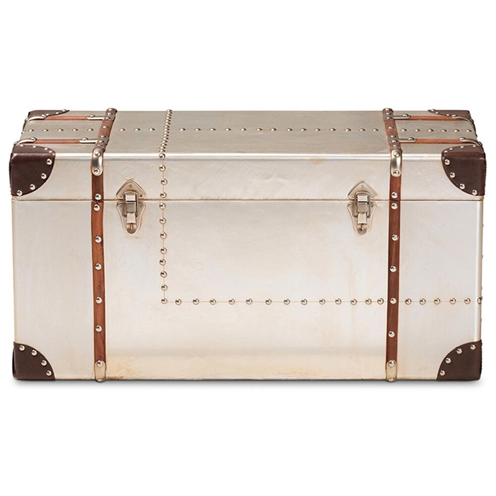 Baxton Studio Bechet Storage Trunk in Silver, , large