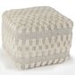 LR Home 18" Square Checkered Pouf in Black and Natural, , large