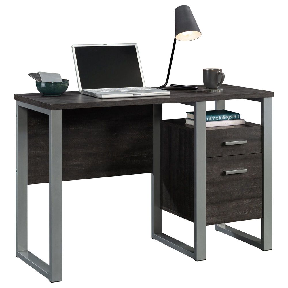 Hearth and Haven 2-Drawer Computer Desk in Dark Brown and Silver, , large