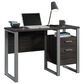 Hearth and Haven 2-Drawer Computer Desk in Dark Brown and Silver, , large