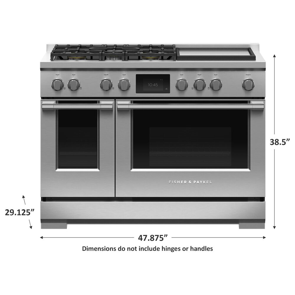 Fisher &amp; Paykel 48&quot; Professional Dual Fuel Range with 5 Burners and Natural Gas in Stainless Steel, , large