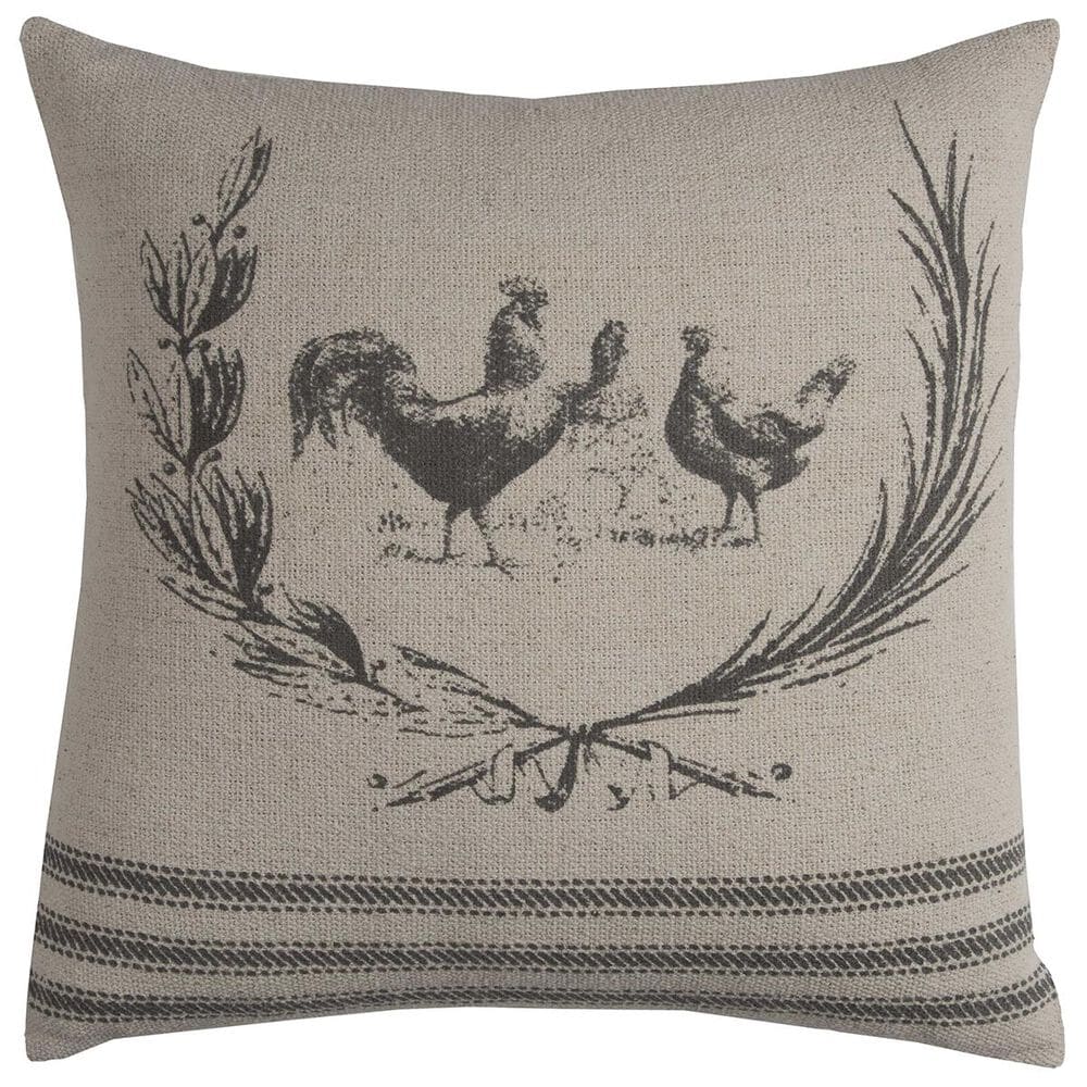 Rizzy Home 20" x 20" Pillow Cover in Brown with Chickens, , large