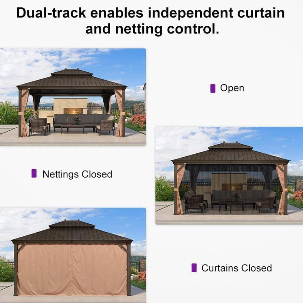 HOMLUX 12' x 12' Hardtop gazebo with double roof in Bronze, , large