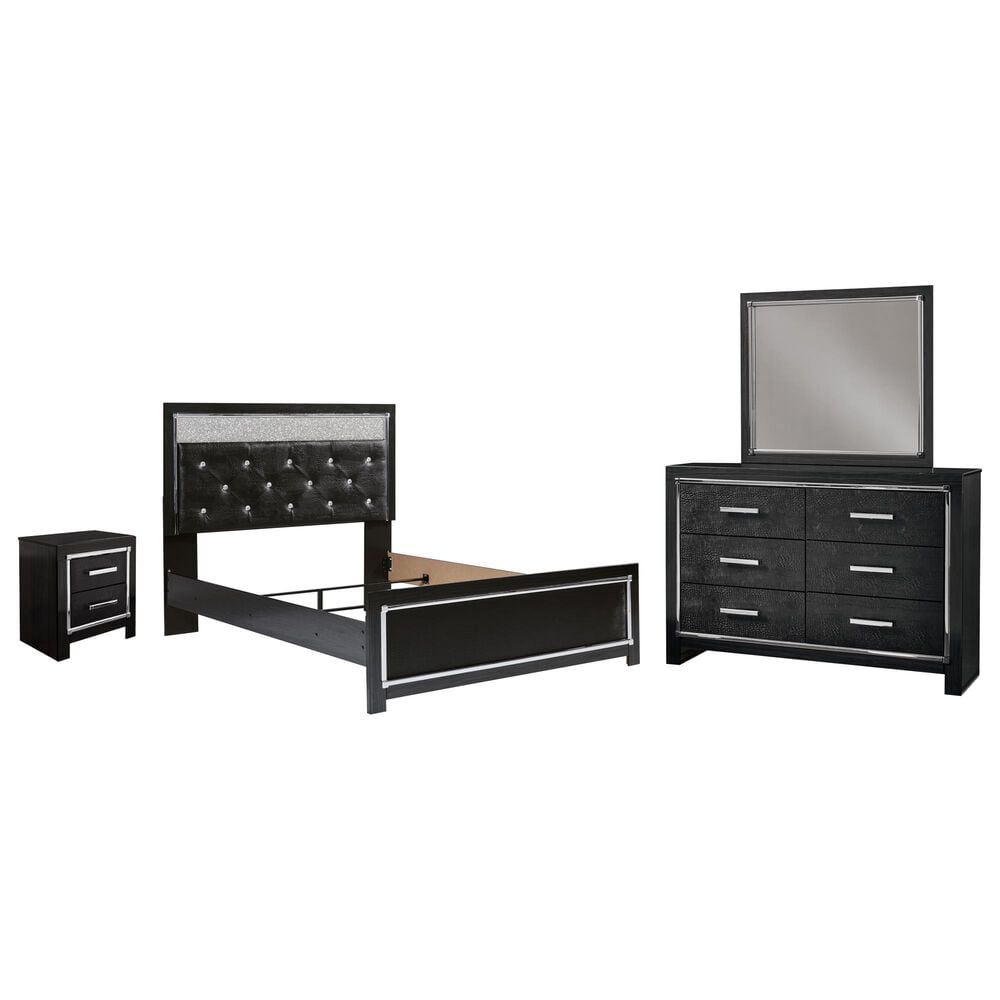 Ashley Kaydell 4-Piece Queen Upholstered Bed Set in Black and Dark Gray, , large