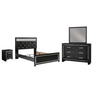 Ashley Kaydell 4-Piece Queen Upholstered Bed Set in Black and Dark Gray, , large
