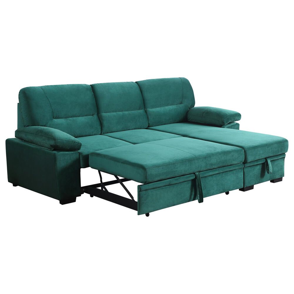 HOMLUX 97.5"W Velvet Sleeper Sectional Sofa with Reversible Storage Chaise, in Green, , large