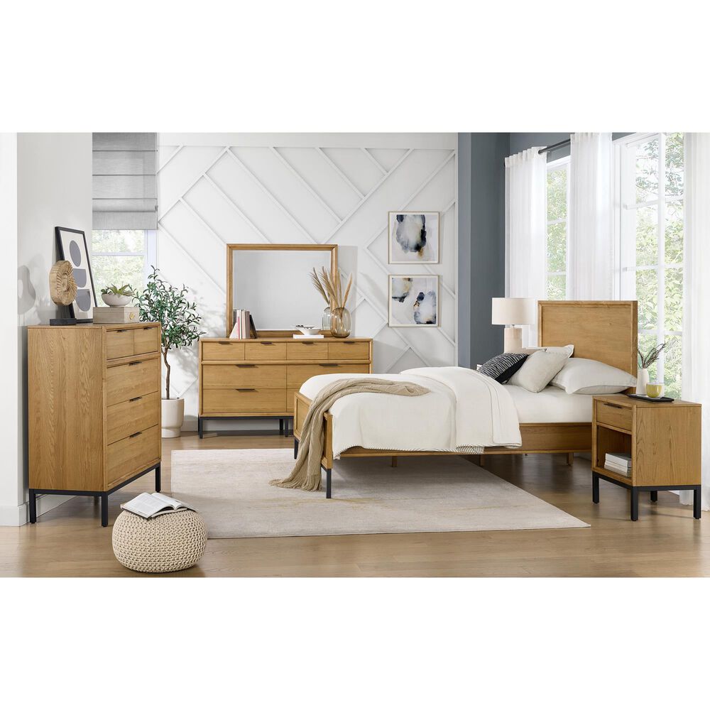 Hawthorne Furniture Newport Queen Panel Bed in Natural Oak and Matte Black, , large