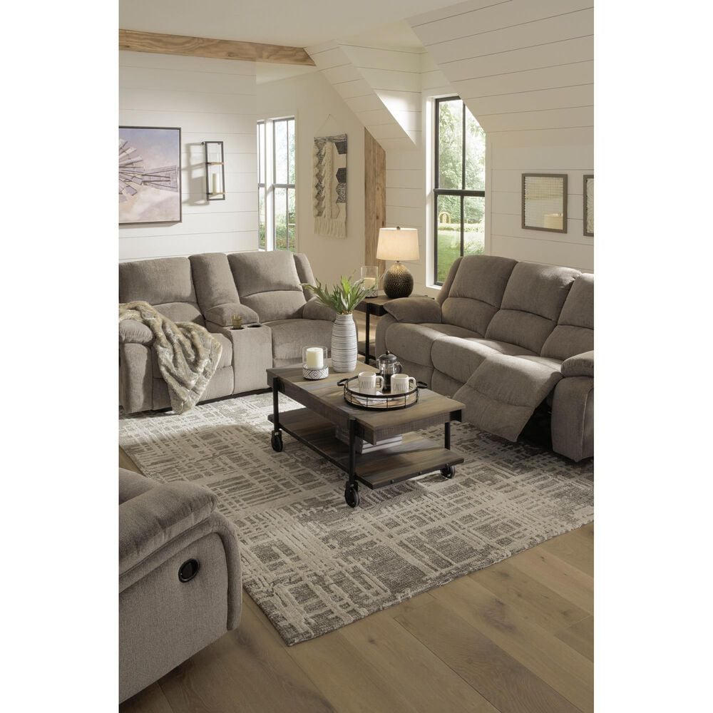 Ashley Draycoll Double Reclining Loveseat with Console in Pewter, , large