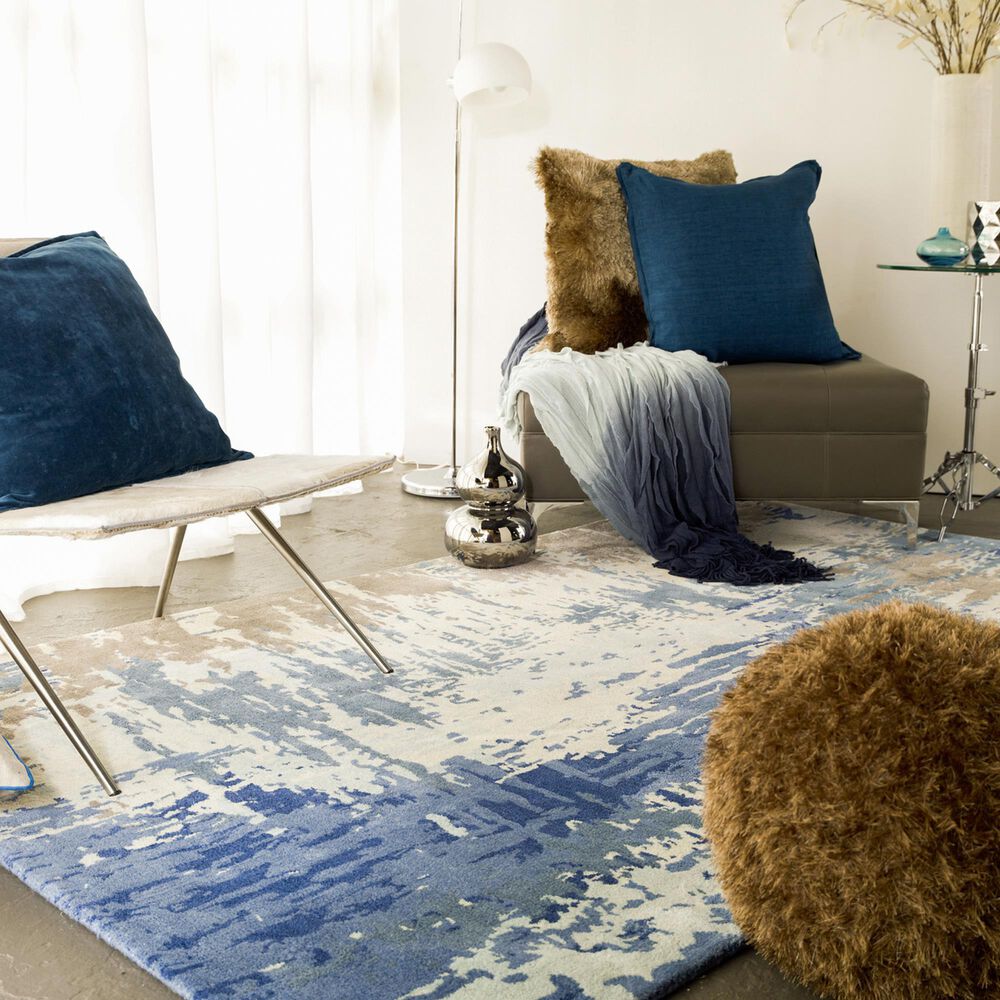 Surya Banshee 10&#39; Square Blue, Ivory and Light Brown Area Rug, , large