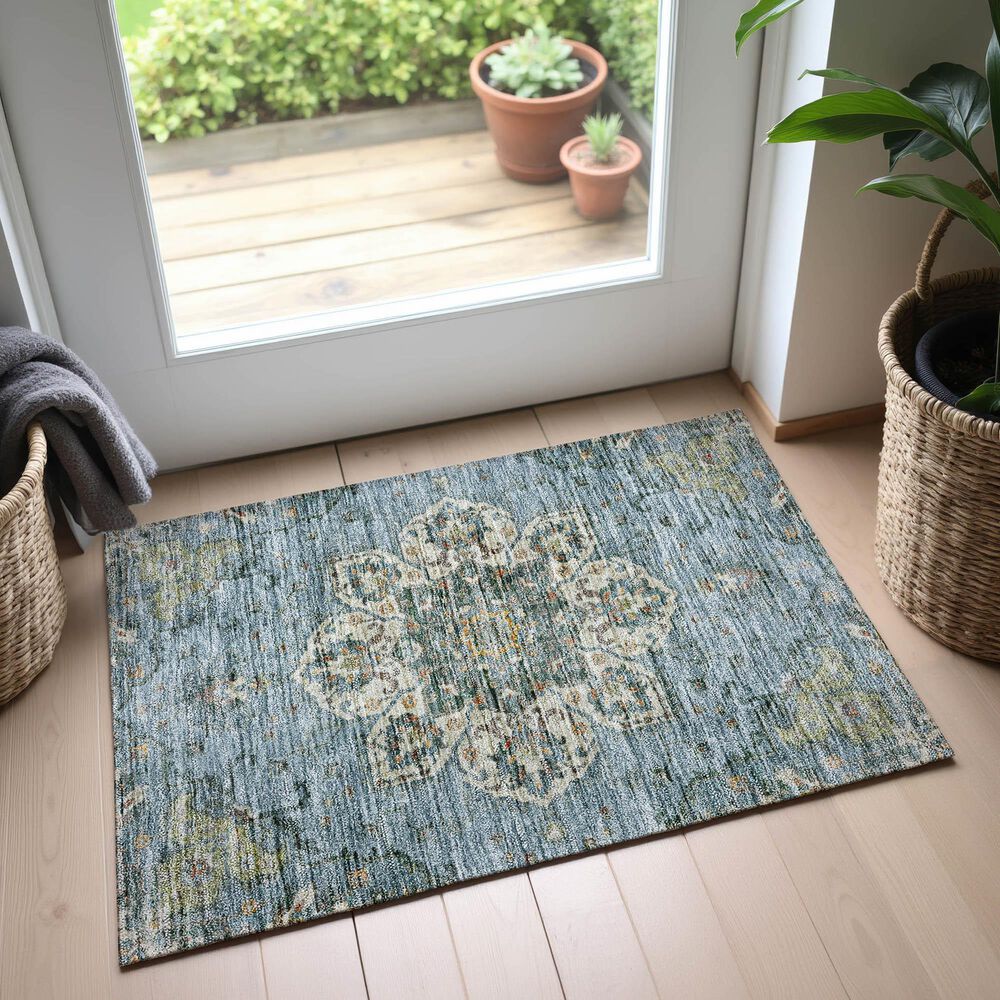 Dalyn Rug Company Silk Road Aqua, Ivory, Beige, Blue, Gold, Aloe and Gray 2&#39;6&quot; x 3&#39;10&quot; Area Rug, , large