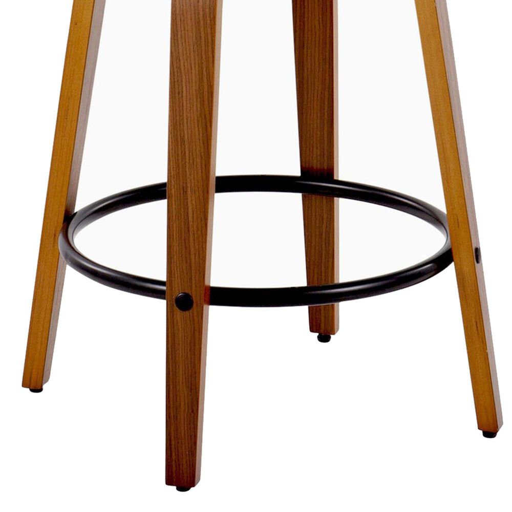 LumiSource Lombardi 26" Swivel Counter Stool with Espresso Faux Leather Upholstery in Walnut and Black (Set of 2), , large