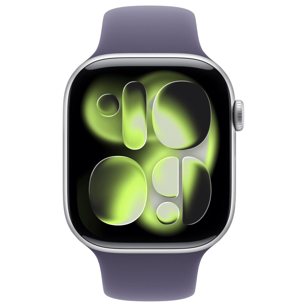 Apple Watch Series 11 (GPS+Cellular) 46mm Aluminum Case with Purple Fog Sport Band - M/L in Silver and 2-Year AppleCare+, , large