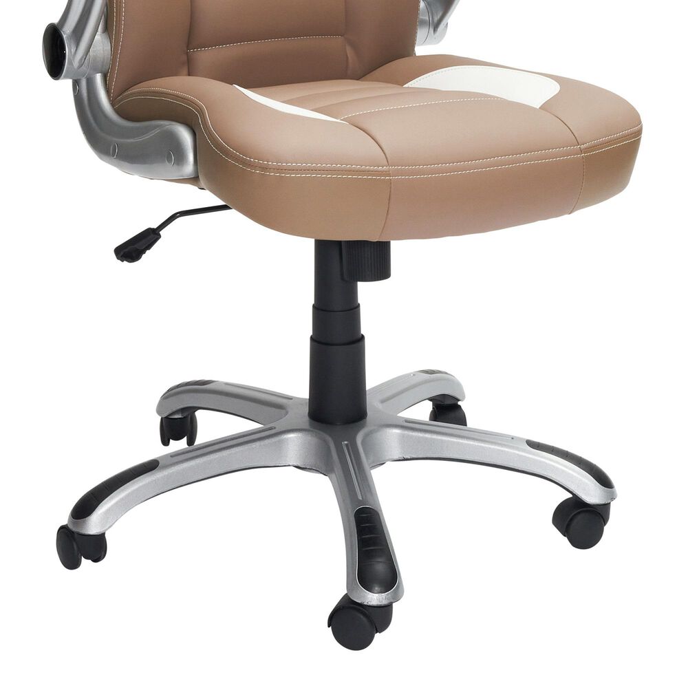 Rta Products Llc High Back Executive Sport Race Office Chair with Flip-Up Arms in Camel, , large