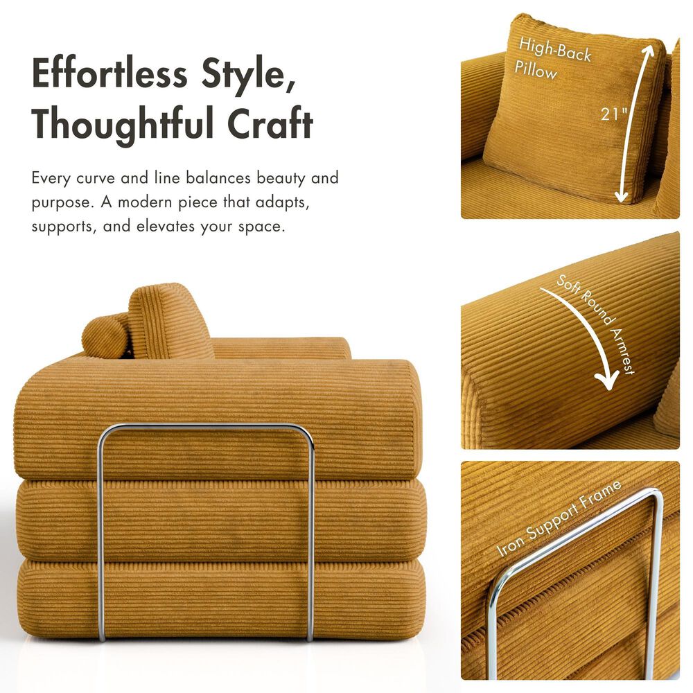 Furniture of America Ellis Stationary Modular Customizable Space-Saving Sofa in Yellow, , large
