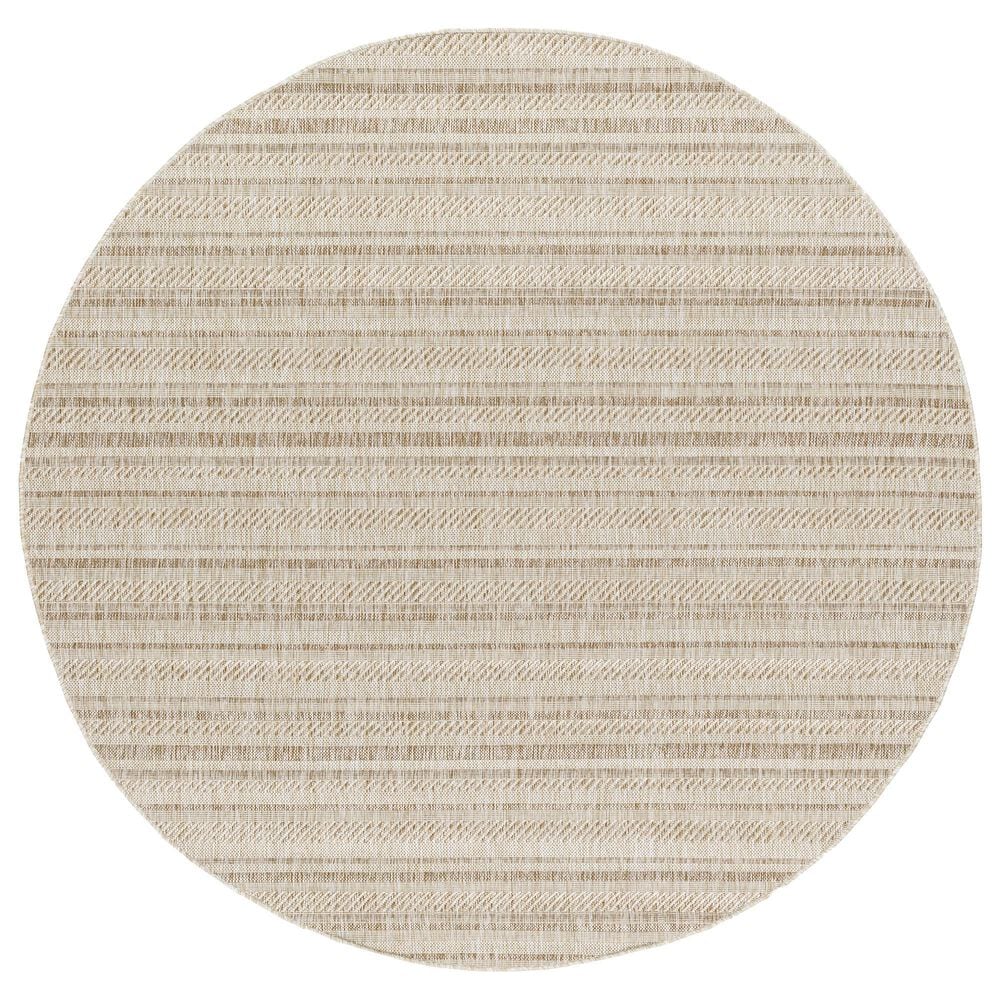 Surya Eagean EAG-2409 Light Beige, Brown, Cream and Light Brown 5&#39;3&quot; Round Indoor/Outdoor Area Rug, , large