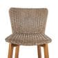 Hearth and Haven Lymington Outdoor Wicker Barstool with Teak Frame in Light Brown (Set of 2), , large