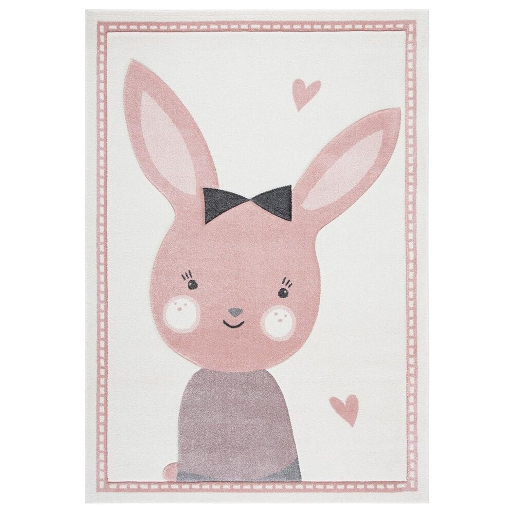 Safavieh Carousel CRK166 4" x 6" Ivory and Pink Kids Area Rug, , large