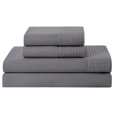 Trade Linker 4-Piece Full Waffle Hem Sheet Set in Grey, , large