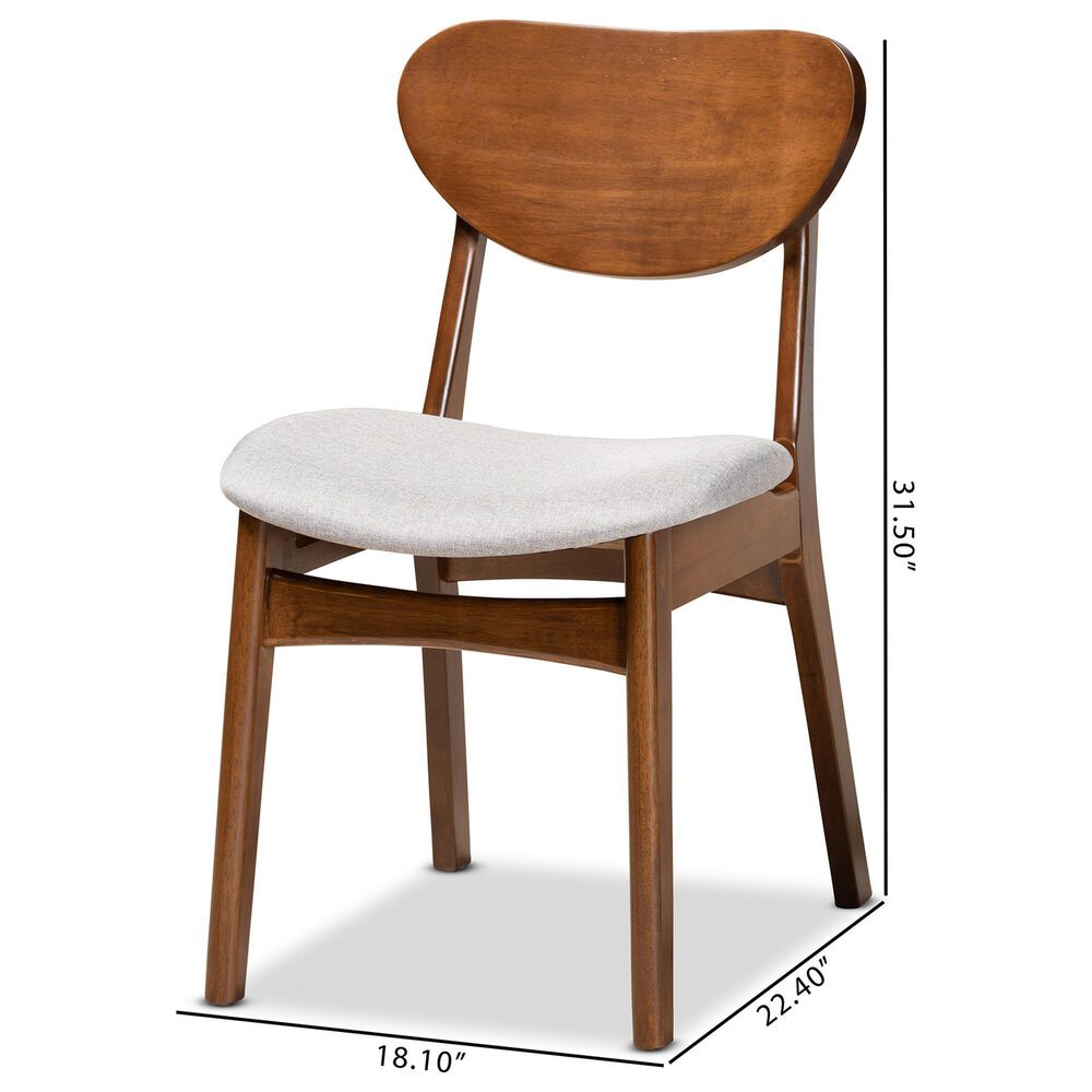 Baxton Studio Katya Side Chair with Grey Cushion in Walnut Brown (Set of 2), , large