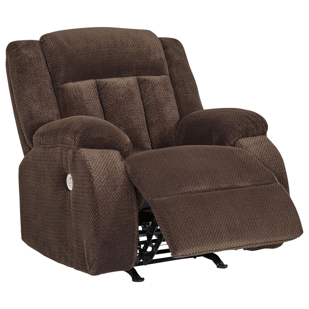 Ashley Observation Power Rocker Recliner in Chocolate, , large