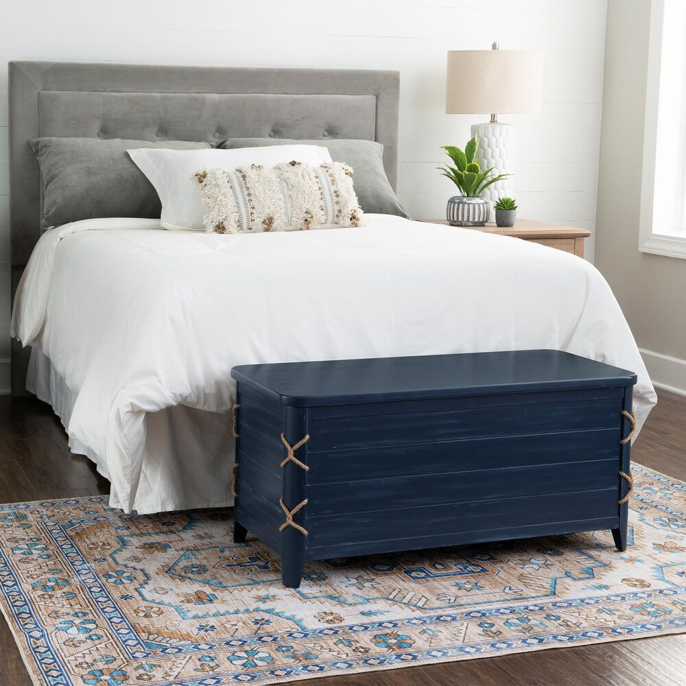 Linon Home Decor Brosnan Rope Cedar Chest in Blue, , large