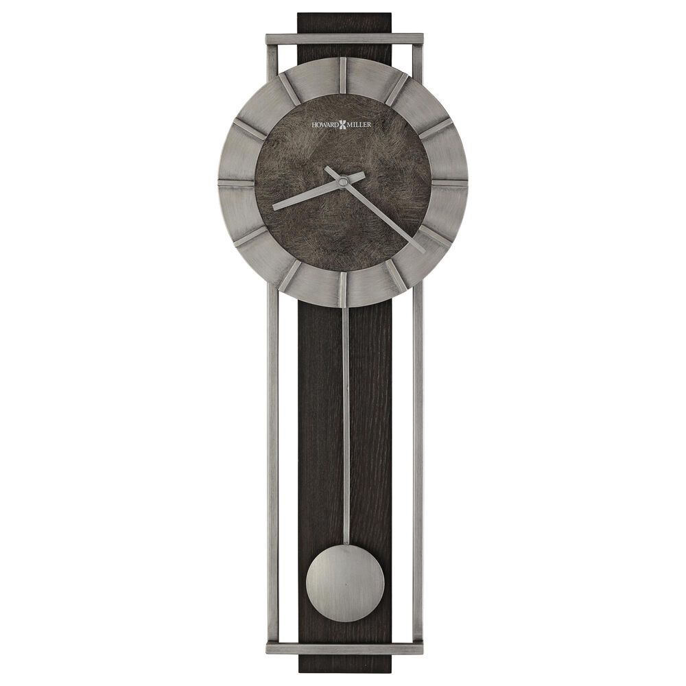 Howard Miller Oscar Wall Clock in Aged Silver and Satin Ebony, , large