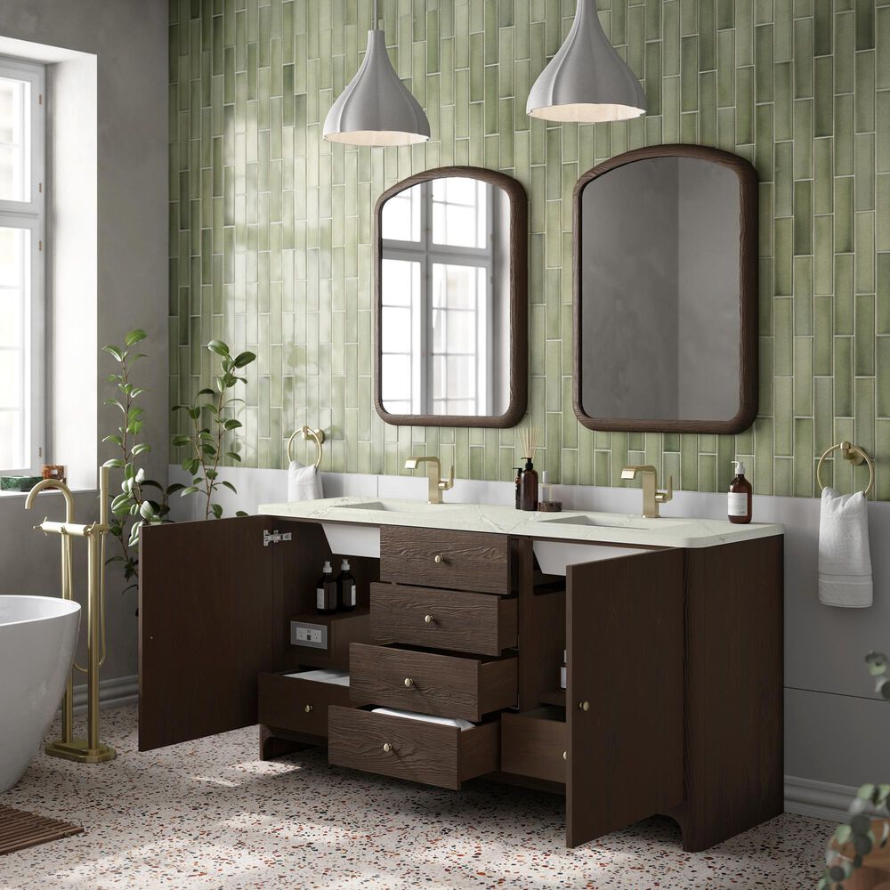 James Martin Vanities Gracyn 72&quot; Double Bathroom Vanity in Sable with 3 cm Victorian Silver Quartz Top and Rectangular Sinks, , large