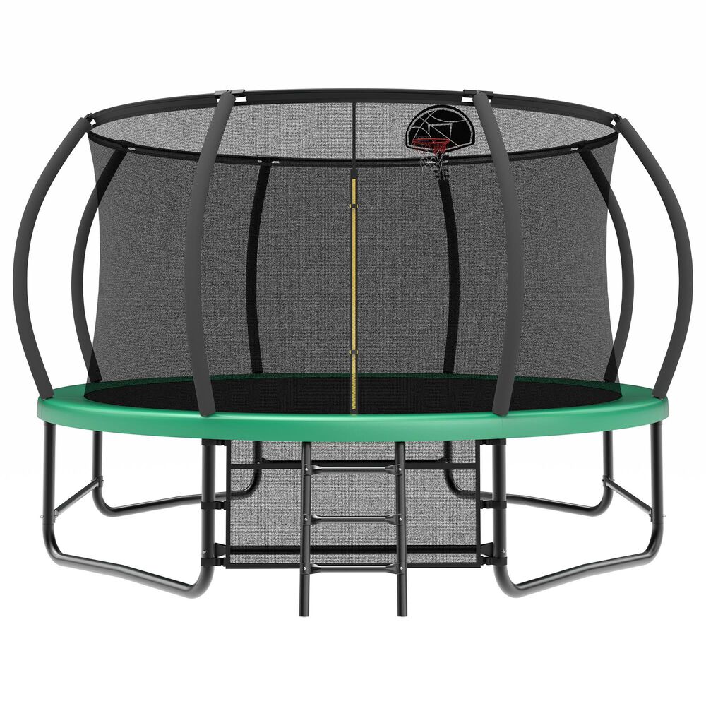 HOMLUX 14' Outdoor Trampoline in Green, , large