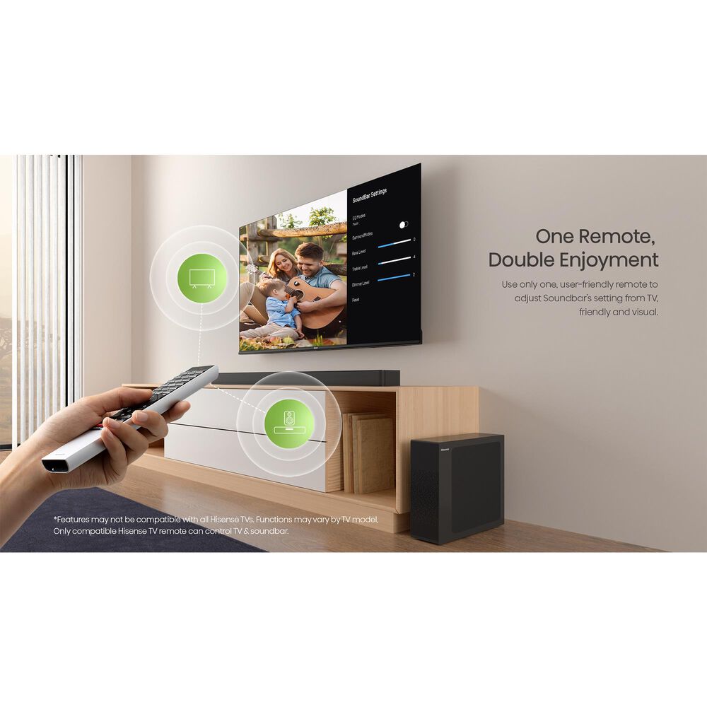 Hisense HS2100 2.1 CH Soundbar with Wireless Subwoofer, , large