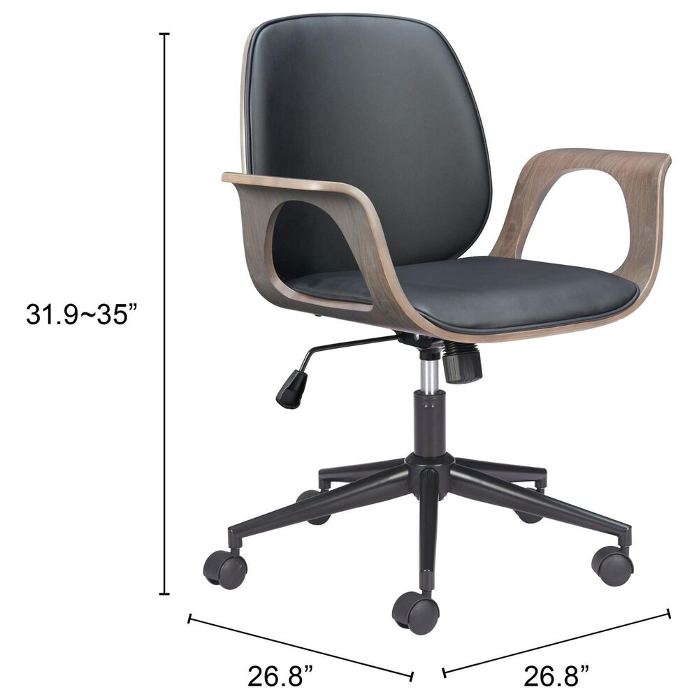 Zuo Modern Ali Office Chair in Black and Brown, , large