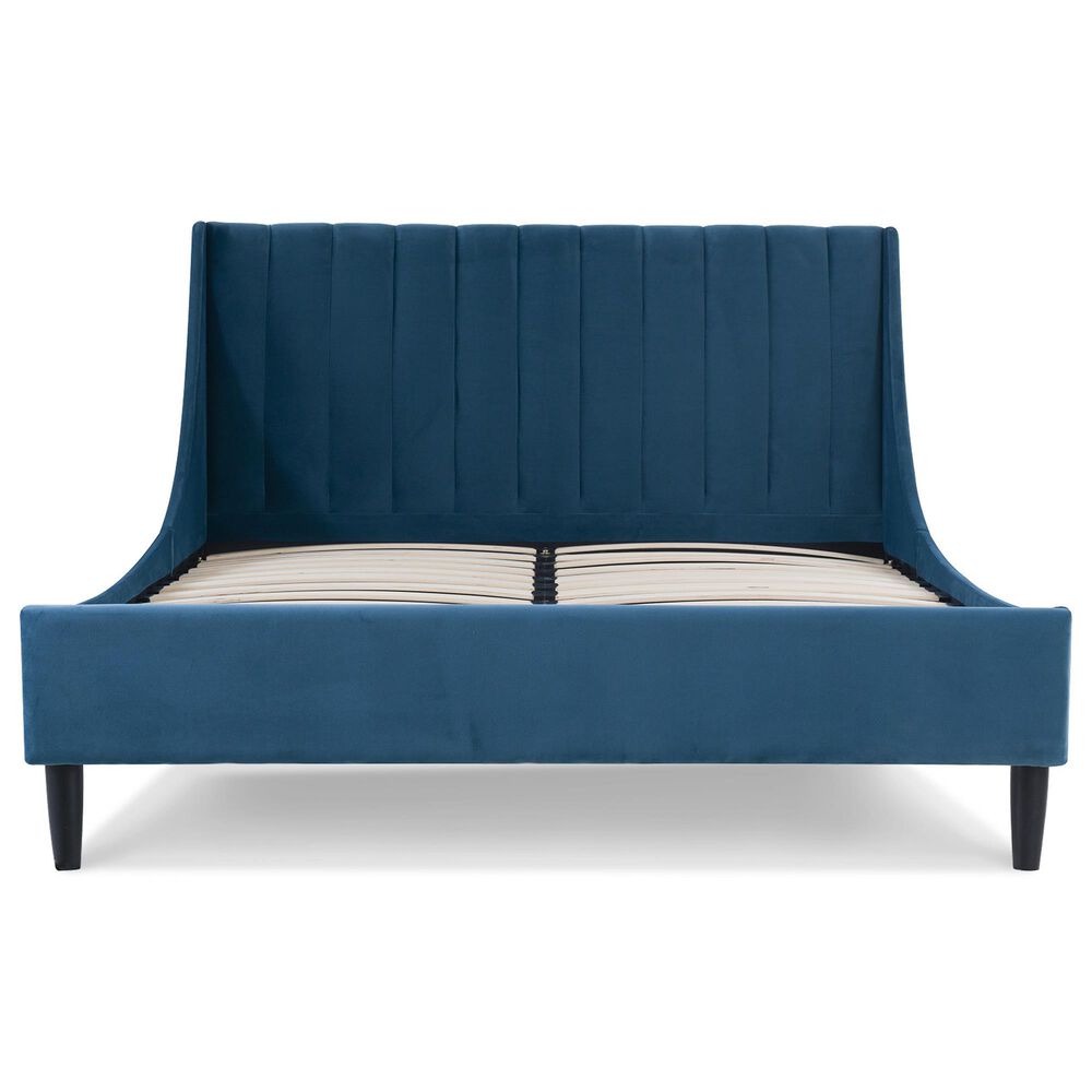 Jennifer Taylor Home Aspen Queen Upholstered Platform Bed in Satin Teal, , large