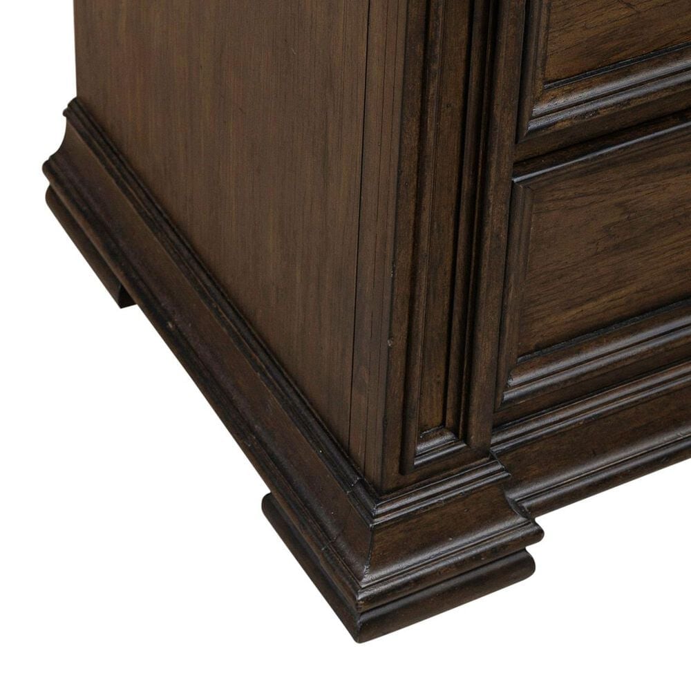 Belle Furnishings Provence Park 3-Piece Queen Upholstered Shelter Bedroom Set with Two Nightstands in Chateau Brown, , large