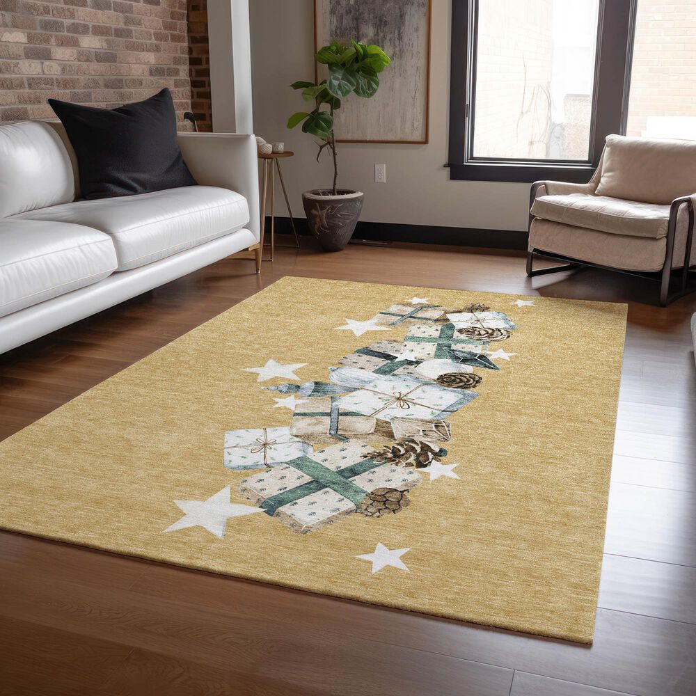 Dalyn Rug Company Wonderland WN33 3&#39; x 5&#39; Gold Indoor/Outdoor Area Rug, , large