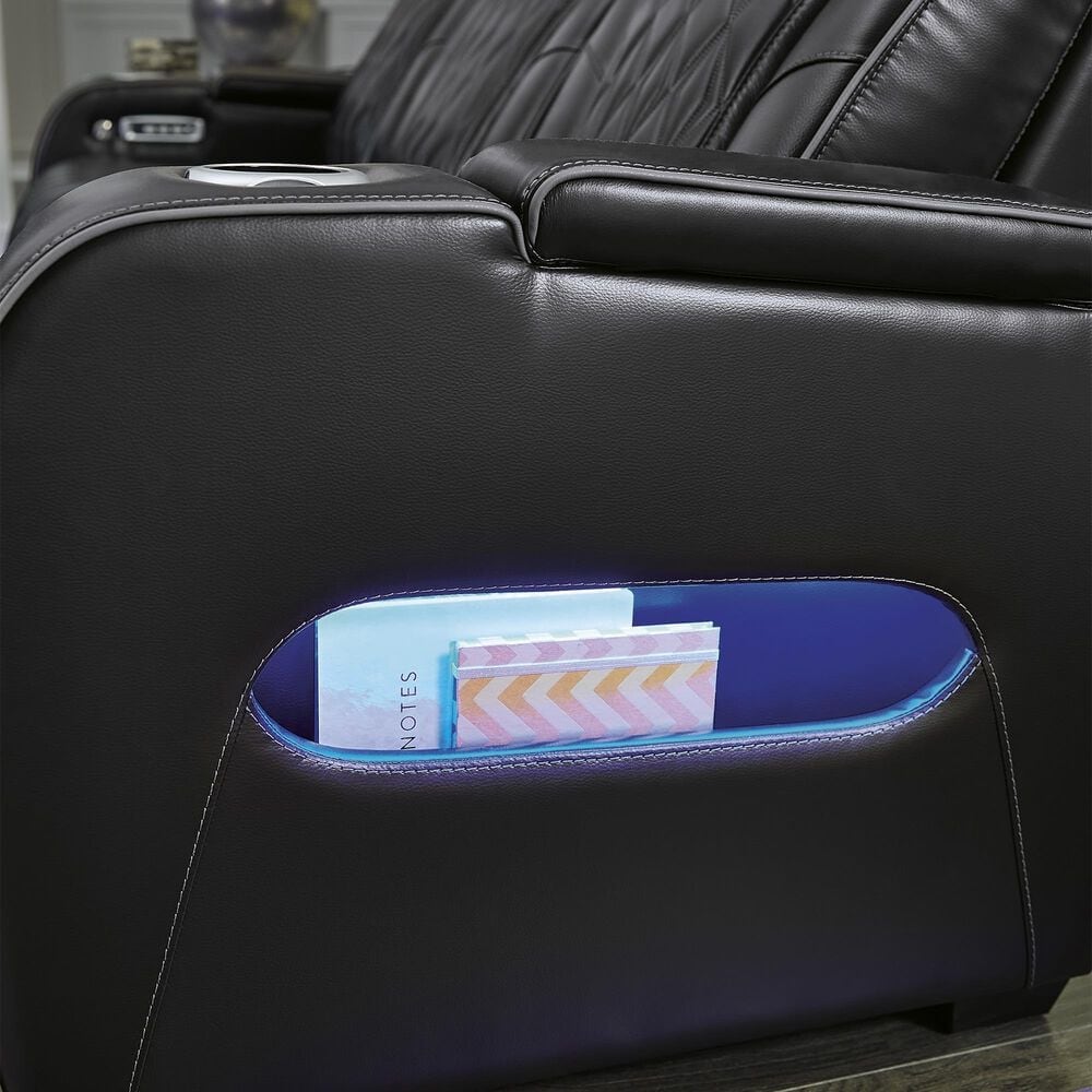 Ashley Boyington Power Reclining Loveseat with Console in Black, , large