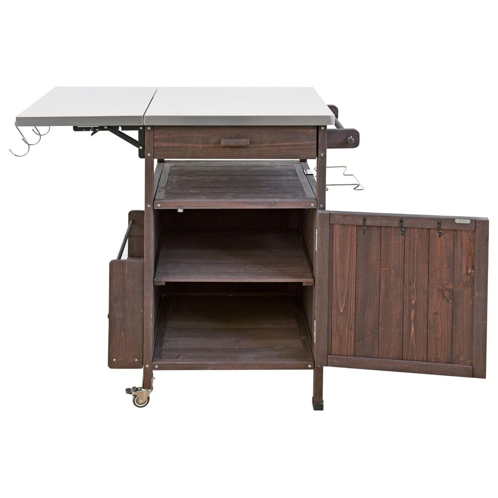 HOMLUX 40.5" Outdoor Kitchen Island with One Drawer in Brown and Stainless Steel, , large