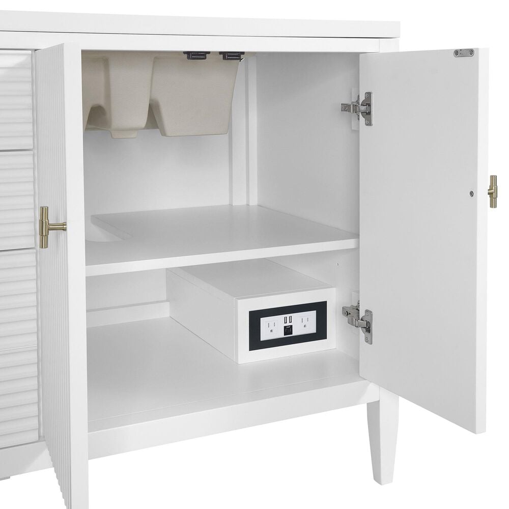 James Martin Vanities Myrrin 72&quot; Double Vanity in Bright White with 3 cm Parisien Bleu Quartz Top, , large