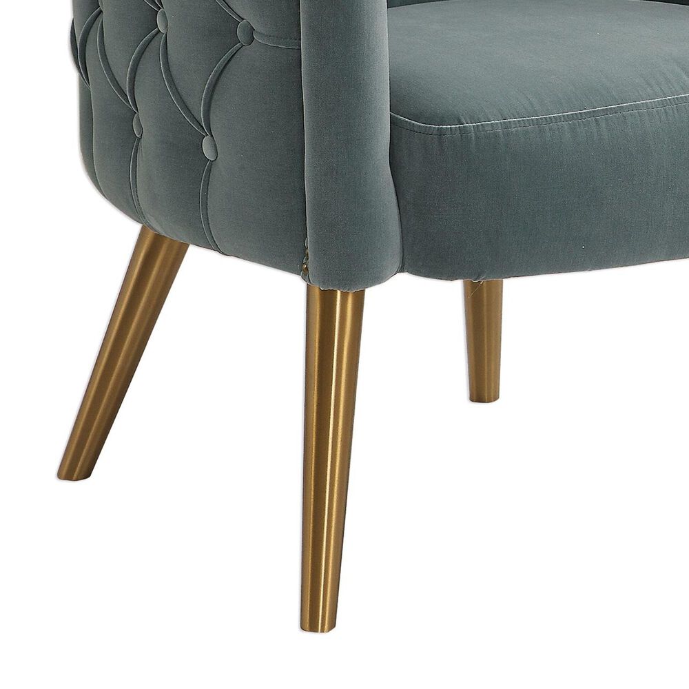 Uttermost Haider Accent Chair in Slate Blue Velvet, , large