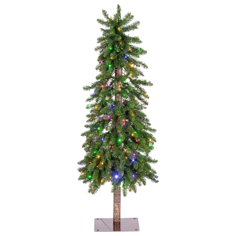 The Gerson Company 5&#39; Alpine Pre-Lit Artificial Christmas Tree in Green, , large