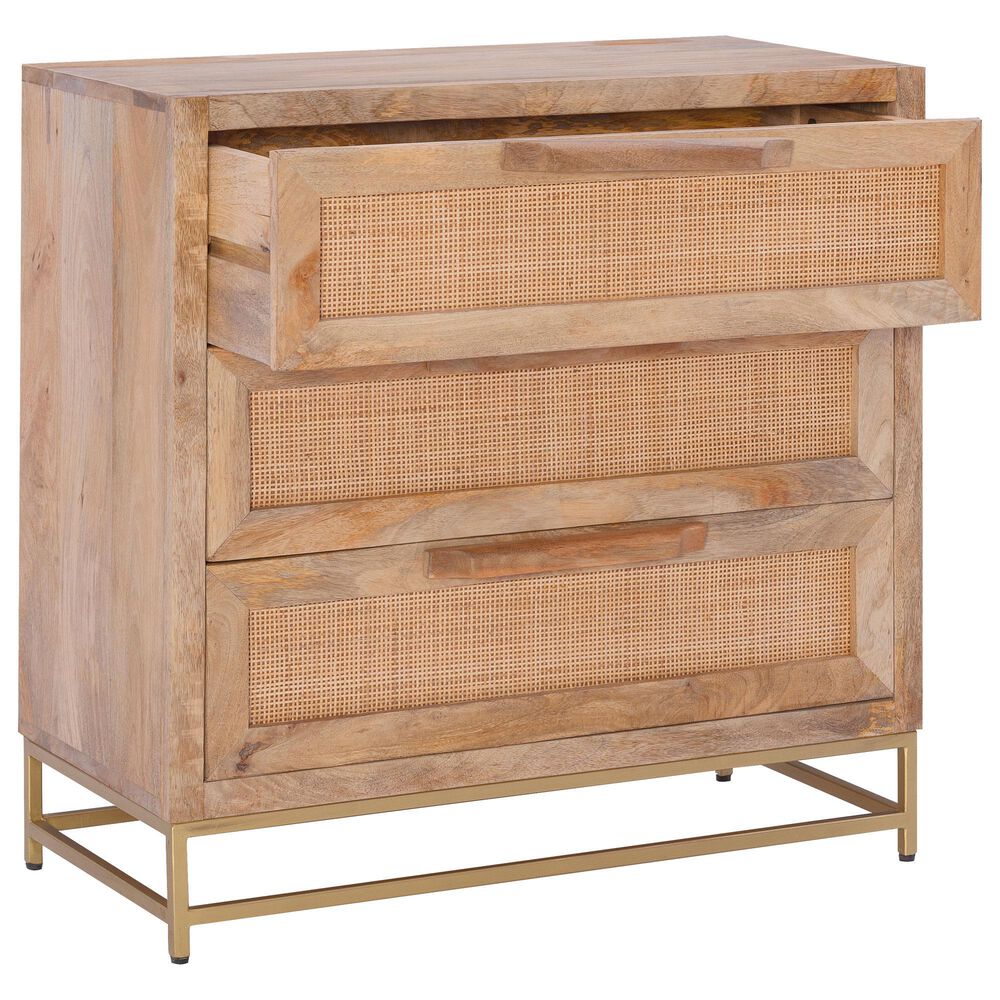Linon Home Decor Janie 3-Drawer Cabinet in Natural and Gold, , large
