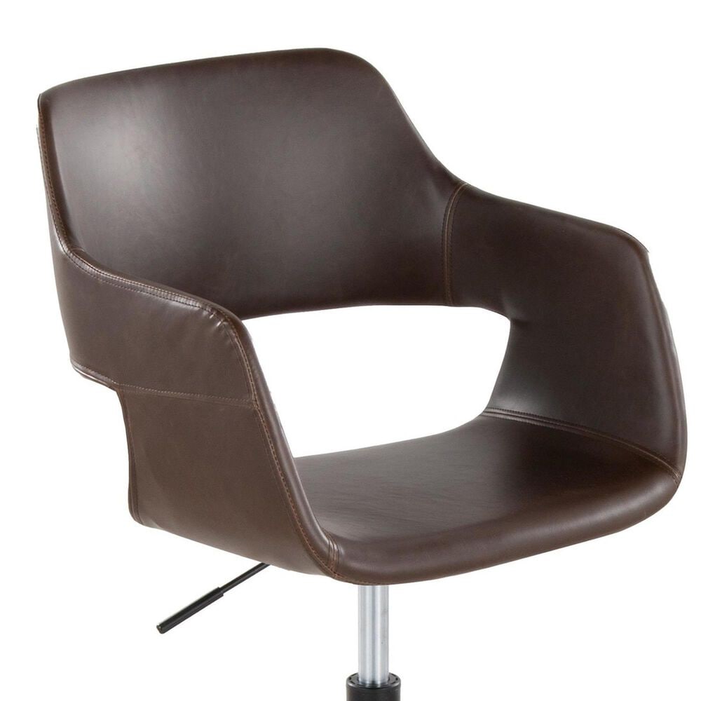 Lumisource Margarite Task Chair with Espresso Faux Leather Cushion in Black, , large