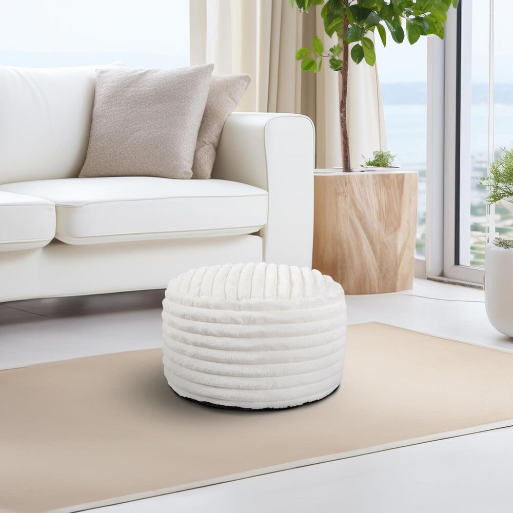 Howard Elliott Shar Pei Short Pouf in White, , large