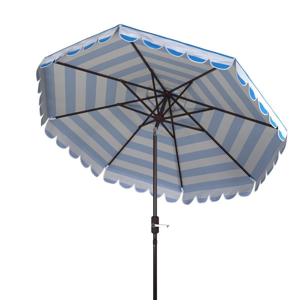 Safavieh Maui Single Scallop Striped 9Ft Crank Pacific Push Button Tilt Umbrella, , large