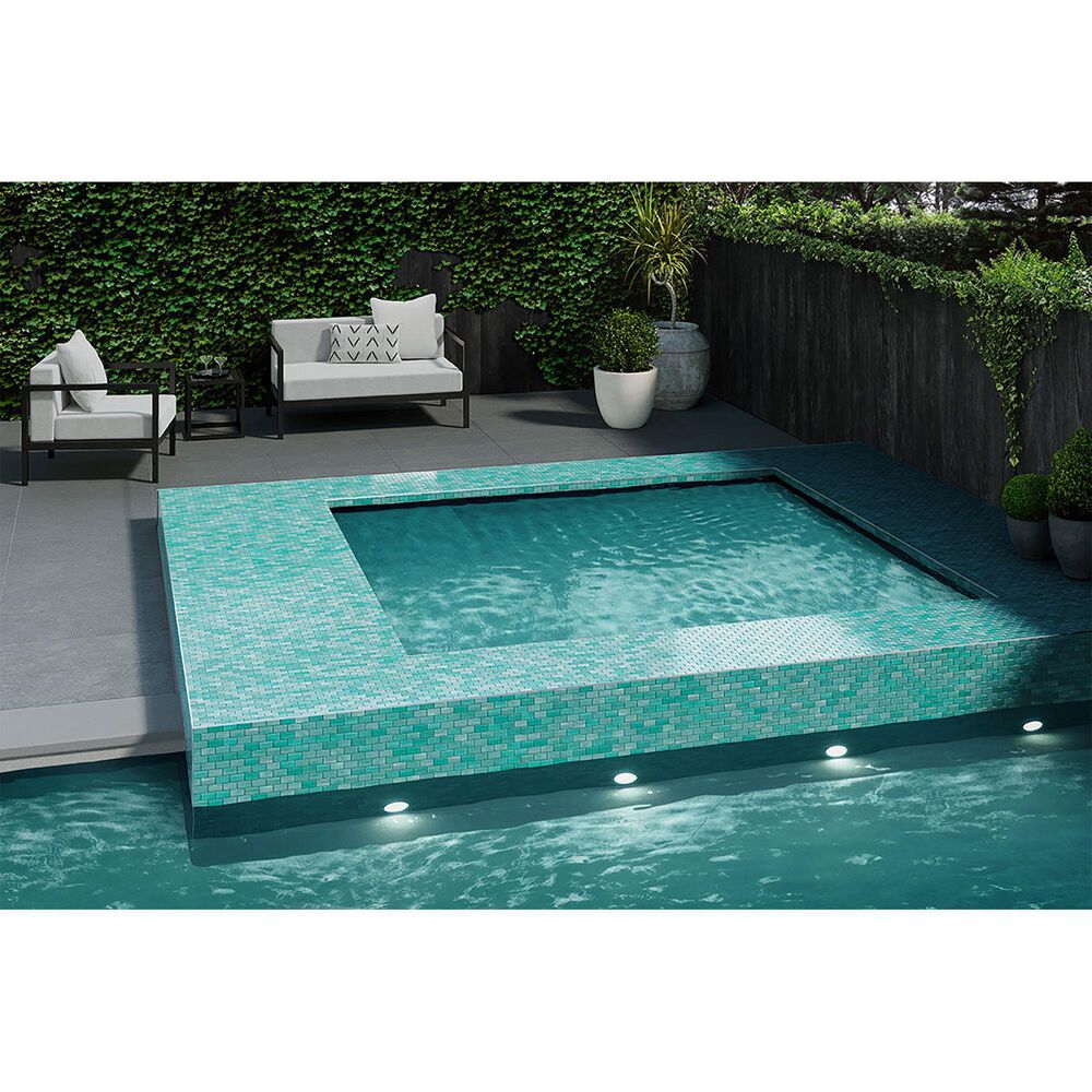 Emser Swirl Teal 1&quot; x 2&quot; Rectangle on 12&quot; x 12&quot; Glass Mosaic Sheet, , large