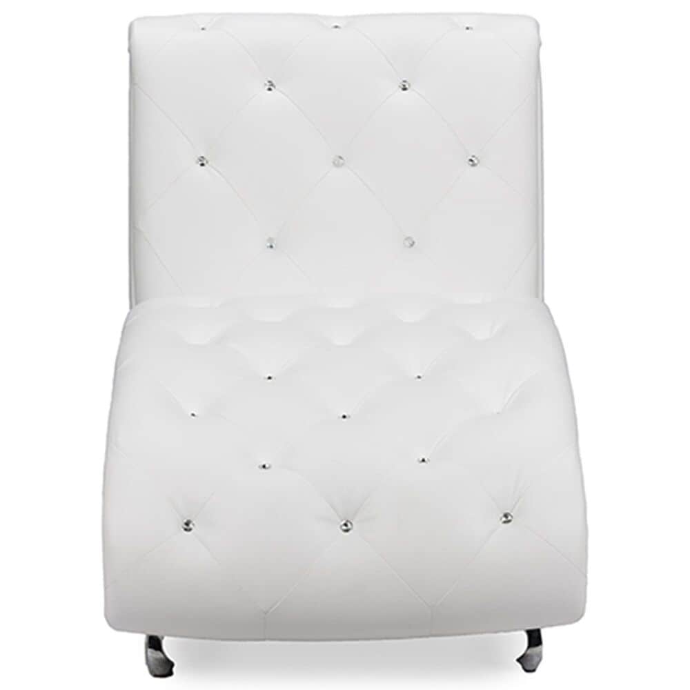 Baxton Studio Pease Upholstered Chaise Lounge in White, , large