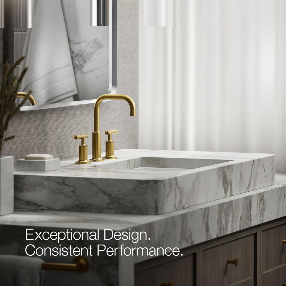 Kohler Purist Widespread Bathroom Sink Faucet with Lever Handles and High Gooseneck Spout in Vibrant Brushed Moderne Brass, , large