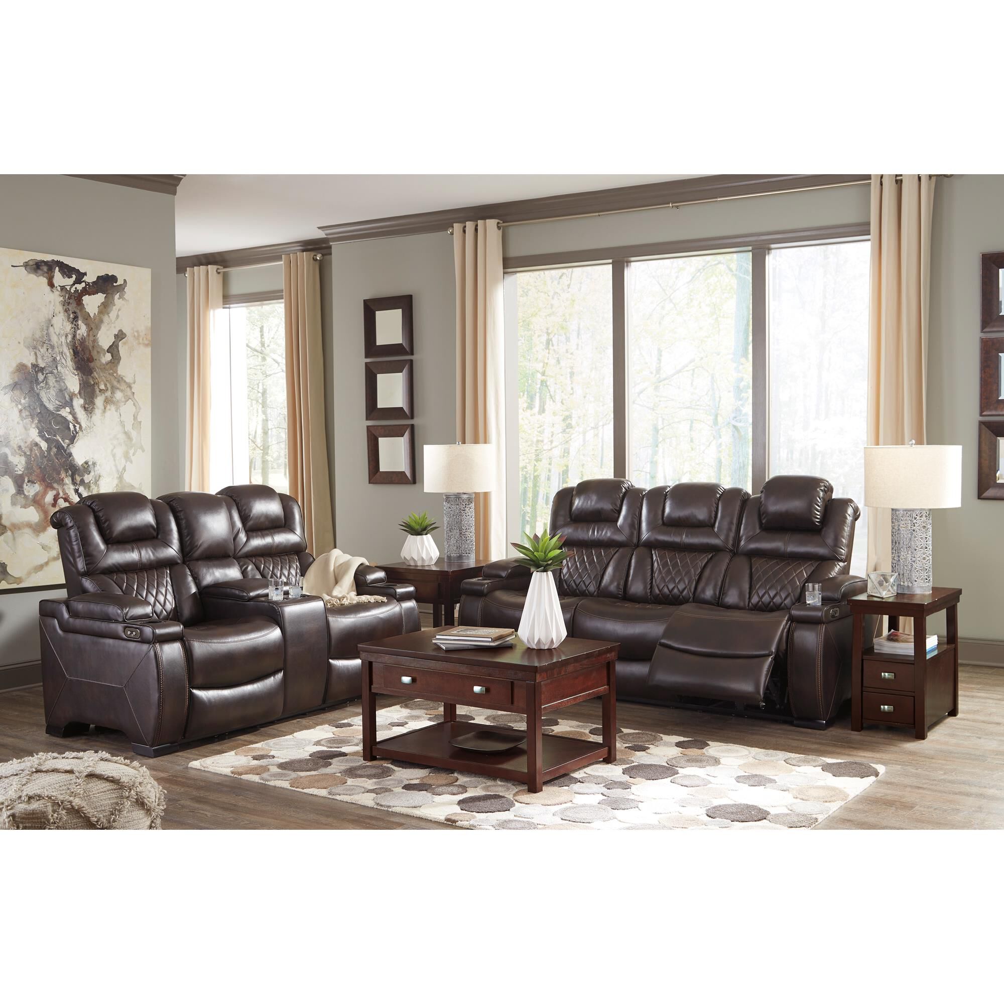 Warnerton chocolate power hotsell reclining sofa by ashley
