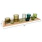 Creative Coop 10-Piece Wood Tray with Glass Votive Holder Set in Green, , large