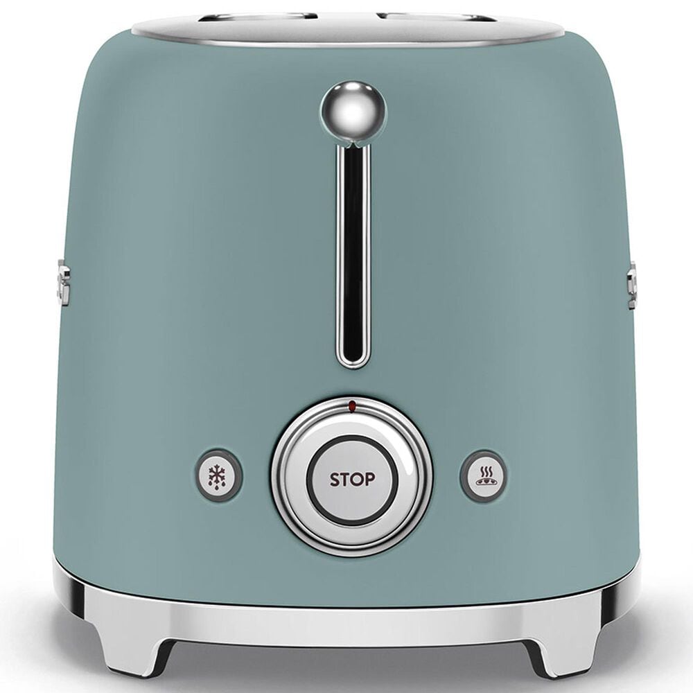 SMEG Retro-Style 2-Slice Toaster in Matte Emerald Green and Polished Chrome, , large